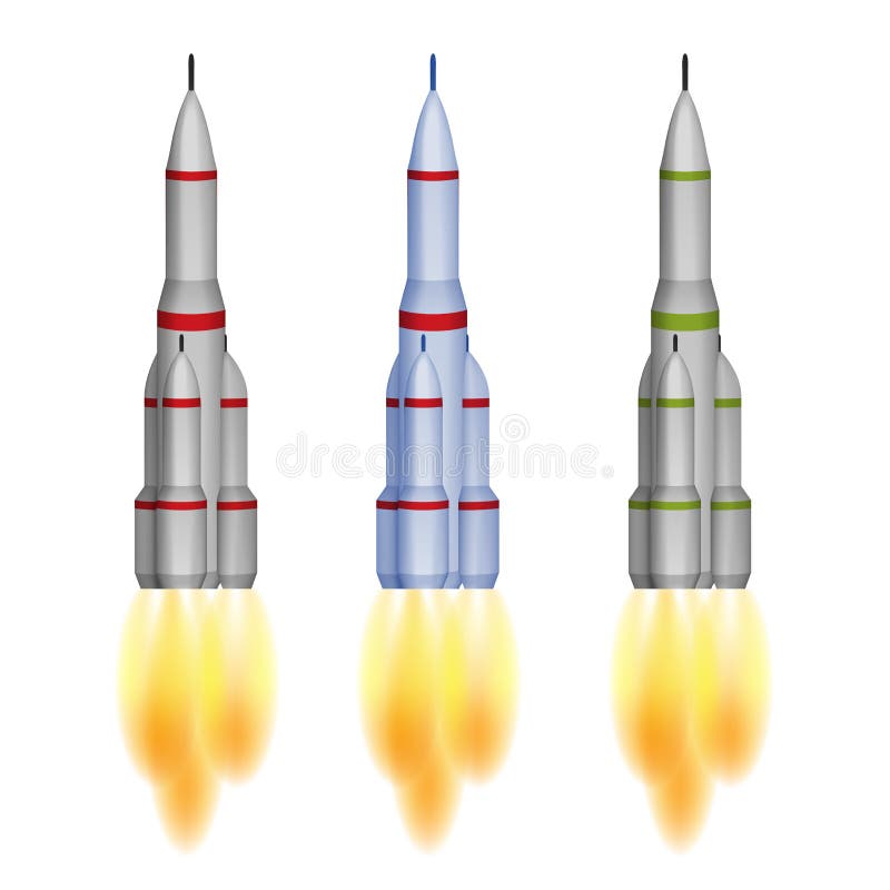 Space rocket isolated three color versions. Space rocket isolated three color versions