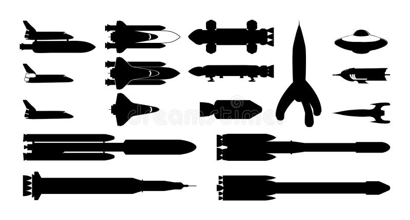 Vector set of different spacecraft, modern, old-fashioned & fiction. Vector set of different spacecraft, modern, old-fashioned & fiction