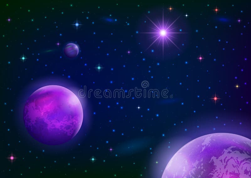 Ruimteachtergrond met planeten en ster vector illustratie Ruimteachtergrond met planeten en ster vector illustratie