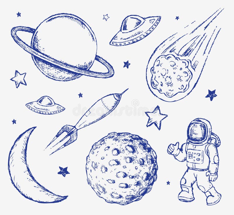 Download Ruimtekrabbel Vastgestelde Vectorelementen Vector Illustratie - Illustratie bestaande uit illustratie, astronomie: 54075047