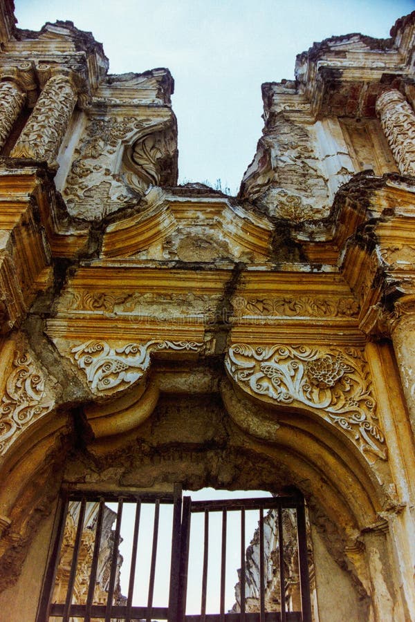 Ruin Facade Spanish Church Guatemala Stock Image Image of stone