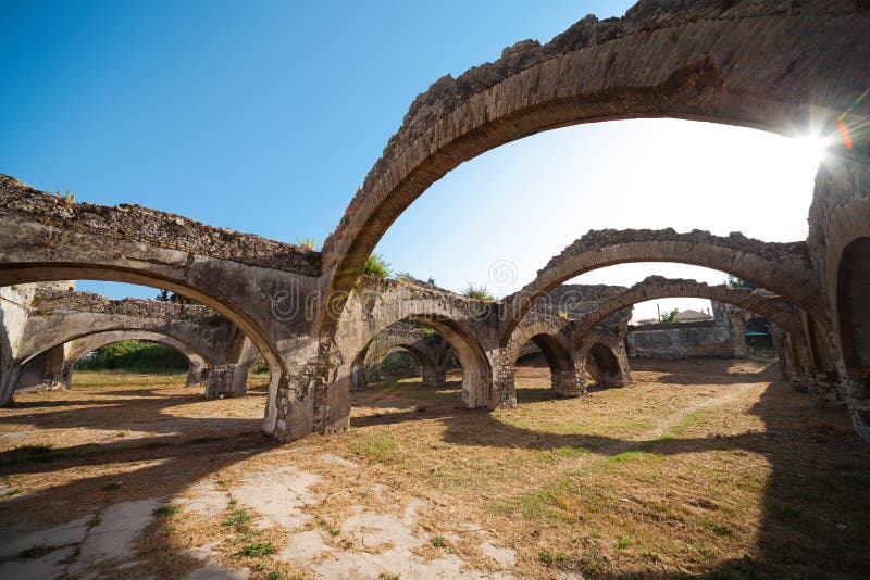 Ruin of old venetian boat repair yard in Gouvia