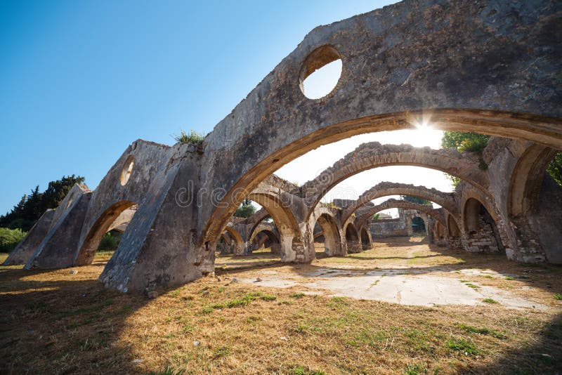 Ruin of old venetian boat repair yard in Gouvia