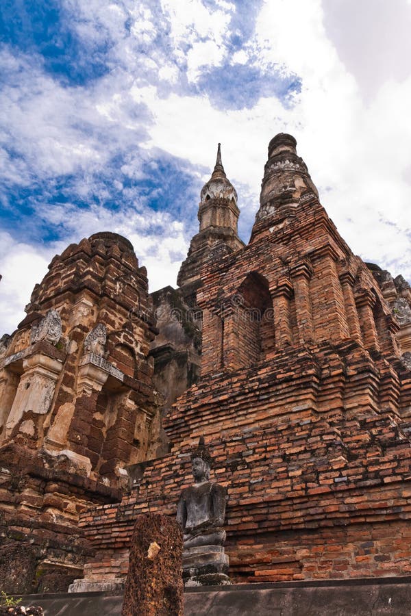 Ruin pagodas in sukhothai tilted left