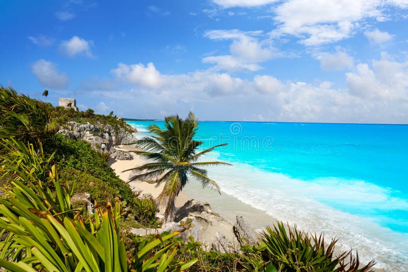 Ruinas mayas de la ciudad de Tulum en maya de Riviera imágenes de archivo libres de regalías Ruinas mayas de la ciudad de Tulum en maya de Riviera imágenes de archivo libres de regalías
