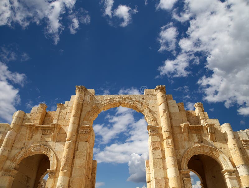 Ruinas romanas en la ciudad jordana de Jerash (Gerasa de la antigüedad), Jordania fotografía de archivo libre de regalías Ruinas romanas en la ciudad jordana de Jerash (Gerasa de la antigüedad), Jordania fotografía de archivo libre de regalías