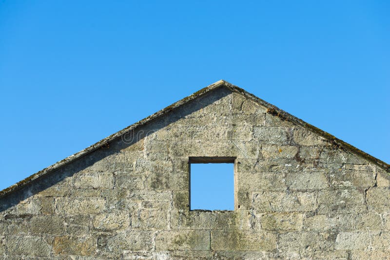 Ruined house with blue sky background royalty free stock photo Ruined house with blue sky background royalty free stock photo