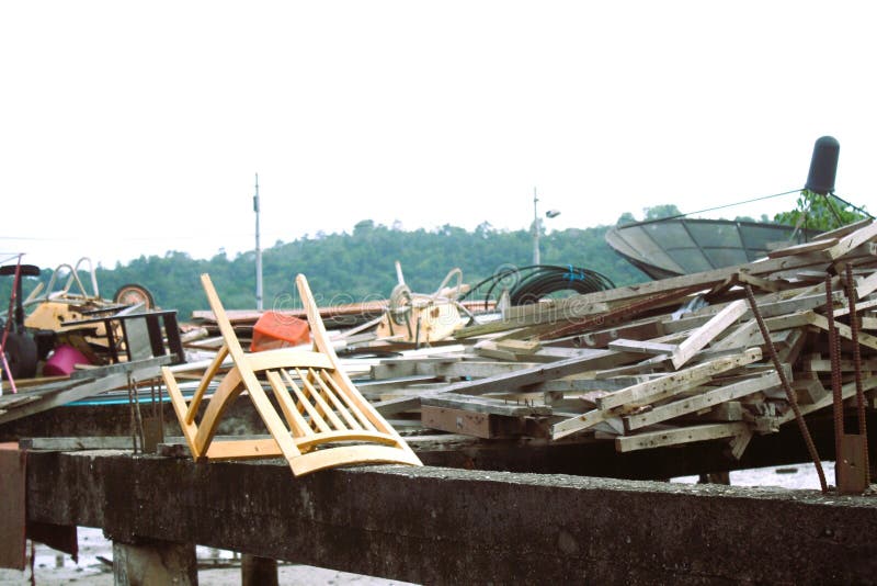 Ruined House in Water Village Stock Image Image of architecture