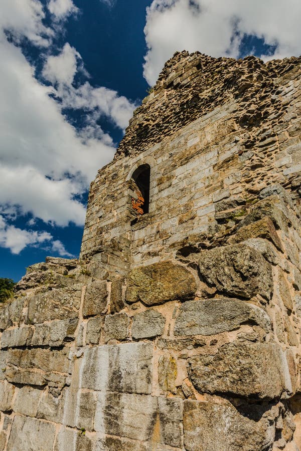 Ruined wall of oldest stone castle in Czech Republic