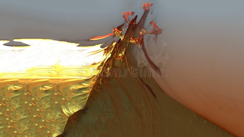 Ruinen der Zusammenfassung digitale Illustration 3d der geometrischen alten schönen Fractal-Struktur vektor abbildung