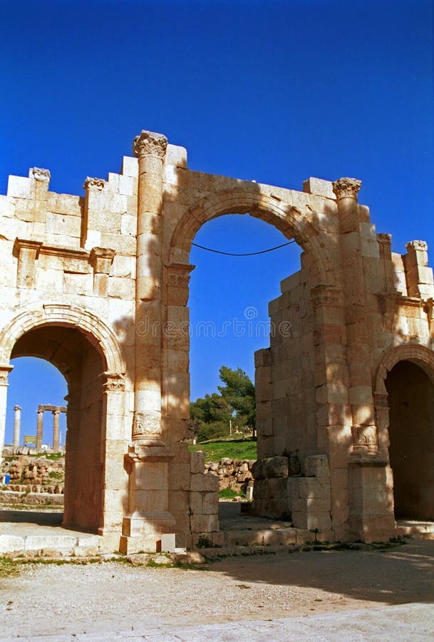 Ruines romaines de Gerasa, Jerash, Jordanie photographie stock Ruines romaines de Gerasa, Jerash, Jordanie photographie stock