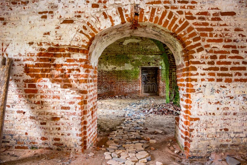 Ruins of the abandoned church of St. John the Evangelist of the 18th century in Fedorovsky royalty free stock photo Ruins of the abandoned church of St. John the Evangelist of the 18th century in Fedorovsky royalty free stock photo