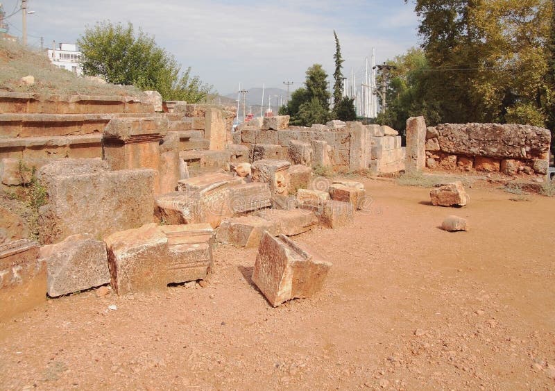 Ancient Greek Theater on Monte-Smith Mountain. Rhodes, Greece Stock