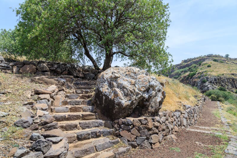 The ruins of the ancient Jewish city of Gamla on the Golan Heights. Destroyed by the armies of the Roman Empire in 67th year AD