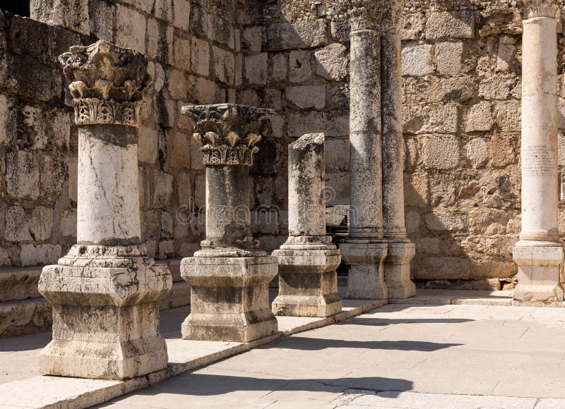 Ruins of ancient synagogue in Capernaum - Israel royalty free stock photography Ruins of ancient synagogue in Capernaum - Israel royalty free stock photography