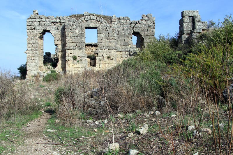 Ruins of temple stock images
