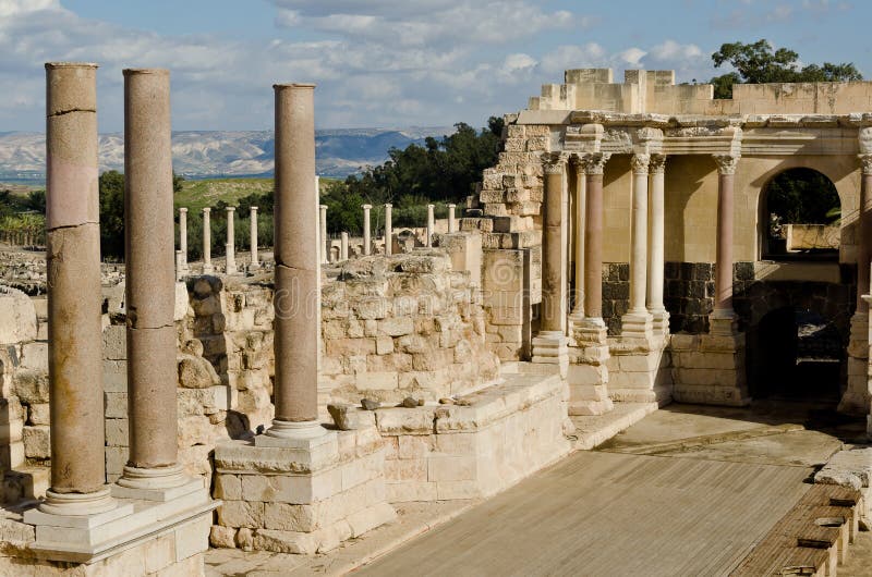 Ruins of the ancient theatre of beth-shean