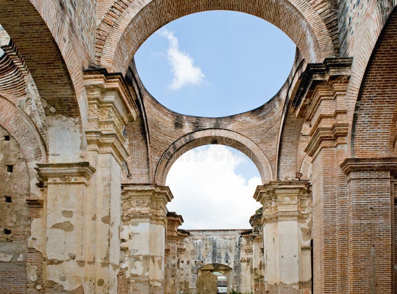 The ruins of the Antigua Cathedral in Guatemala, South America.