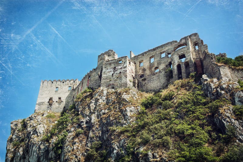 Ruins of Beckov castle on the high rock