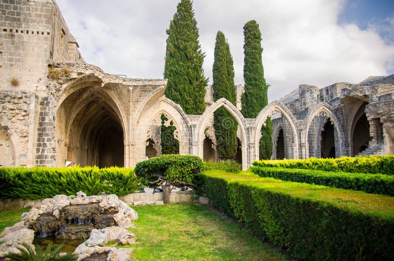 Ruins of Bellapais Abbey monastery in Kyrenia Girne, Northern Cyprus royalty free stock image Ruins of Bellapais Abbey monastery in Kyrenia Girne, Northern Cyprus royalty free stock image