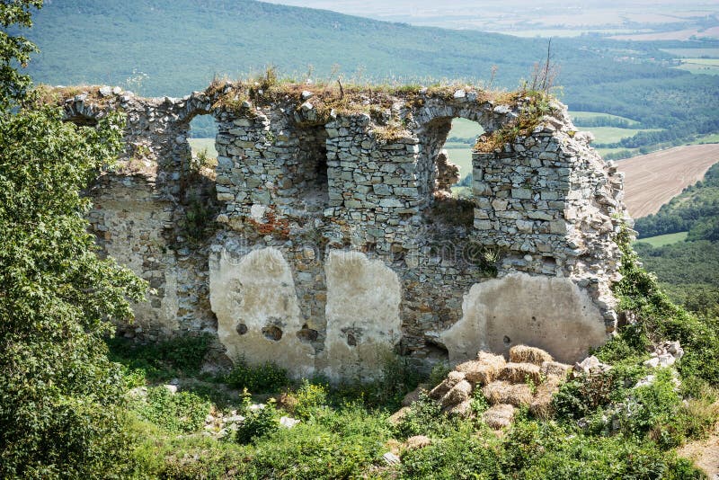 Ruins of the castle Gymes in summer