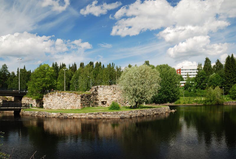 Ruins of castle on island, Kajaani.
