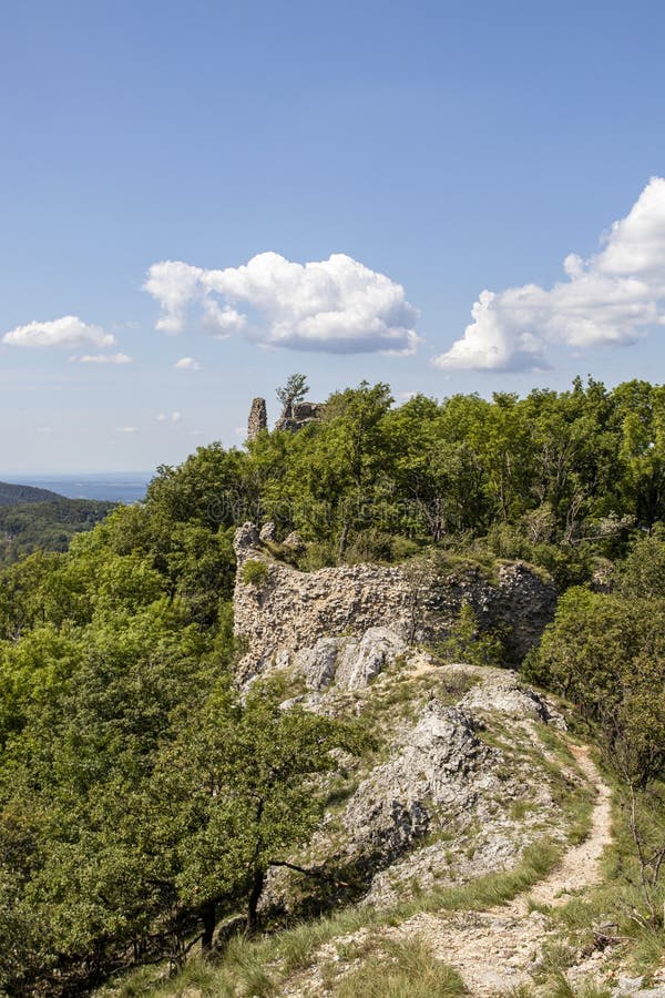 Ruins of the castle Ostry Kamen, Little Little Carpathian mountains Slovakia