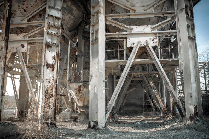 Ruins of a cement plant stock photo. Image of grunge - 87916624