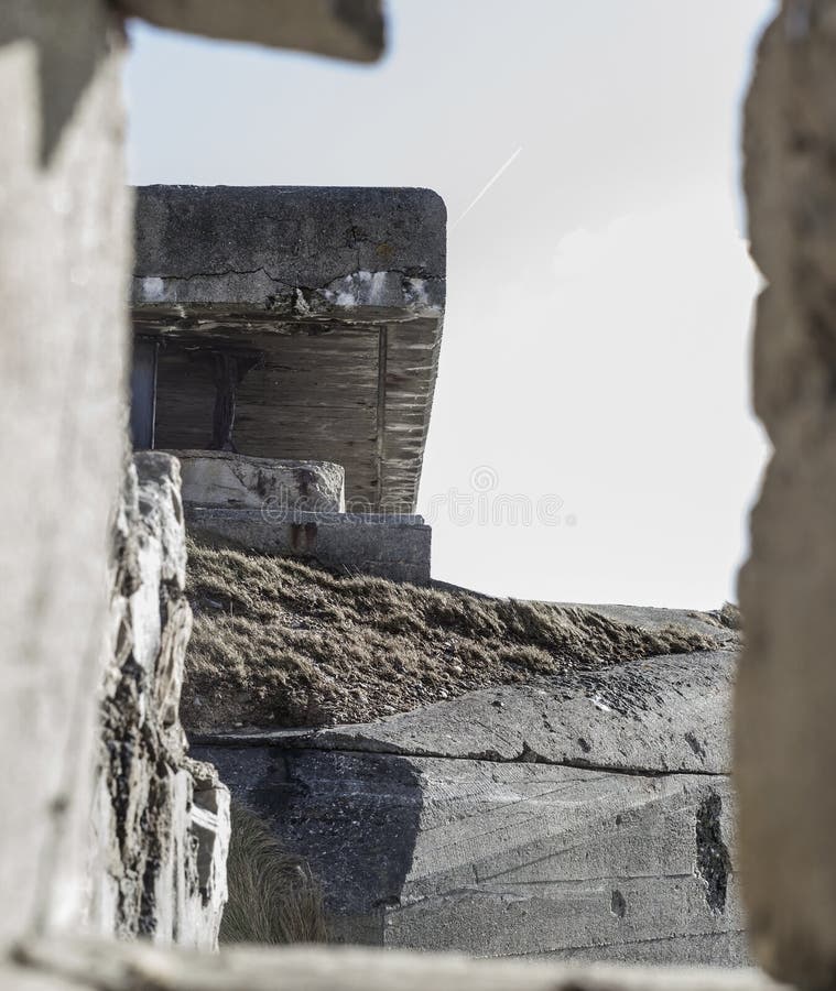 Ruins of german bunkers coastline in France, part of the atlantic wall