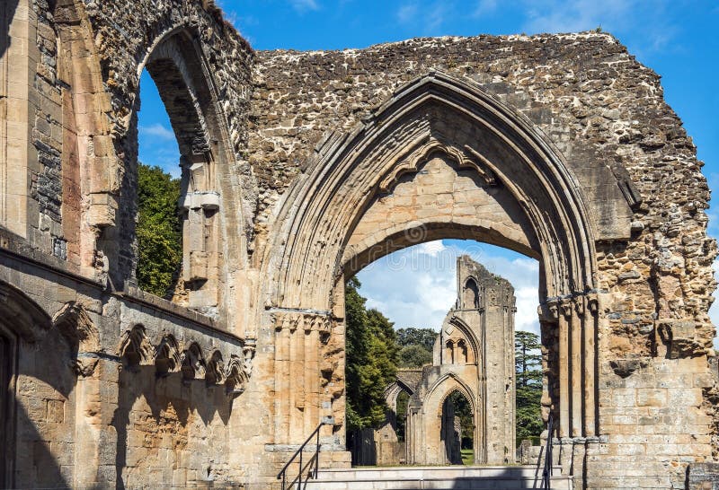 Ruins Of Glastonbury Abbey, Somerset, England Stock Image - Image Of ...