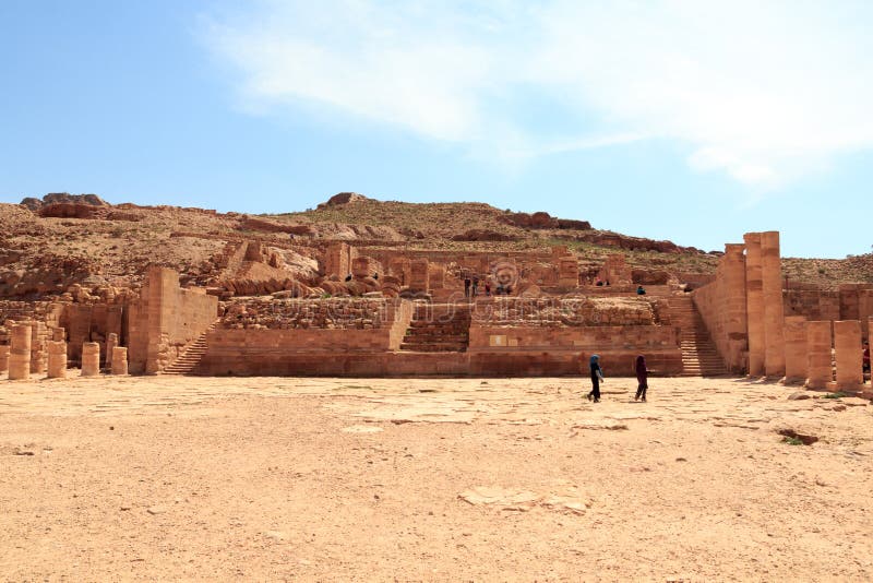 Ruins of great temple in ancient city of Petra, Jordan