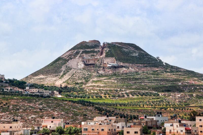 Ruins of Herodium Herodion Fortress of Herod the Great, Judaean Desert near to Jerusalem, Israel