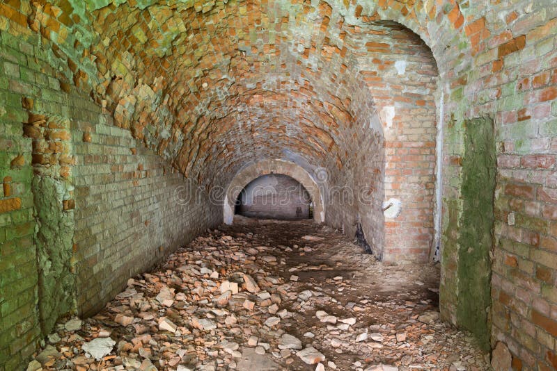 Ruins inside fort Tarakanovskiy. Casemates . Dubno. Ukraine.