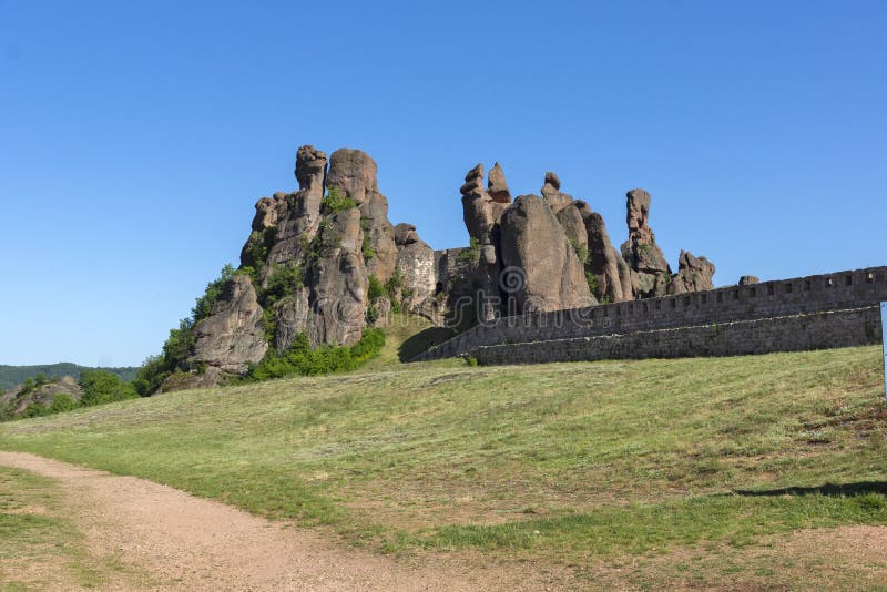 Ruins of Medieval Belogradchik Fortress known as Kaleto, Bulgaria stock photography