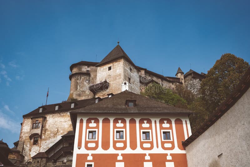 Ruins of old abandoned castle in slovakia - vintage retro look