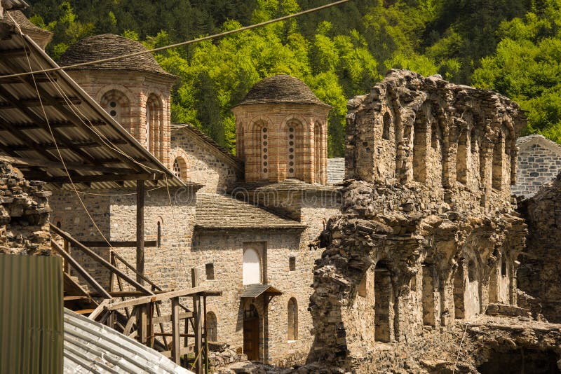 Ruins of an old monastery on Mount Olympus