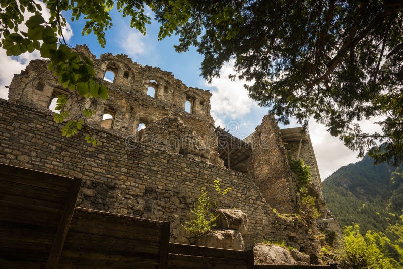 Ruins of an old monastery on Mount Olympus