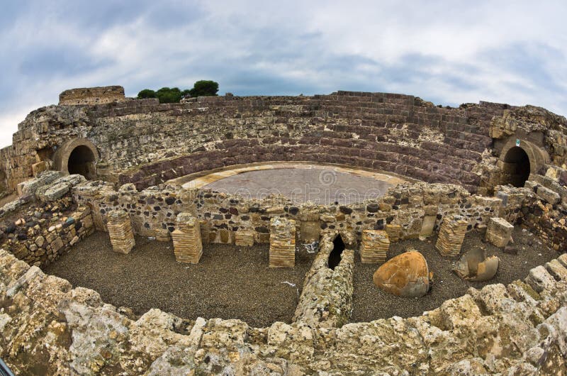 Ruins of old roman city of Nora, island of Sardinia