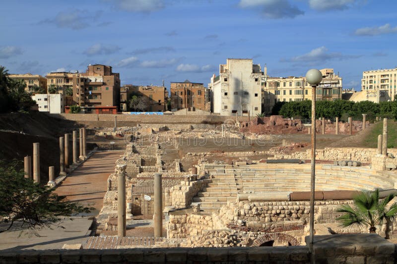 The Ruins of the Roman Amphitheater in Alexandria Stock Image Image