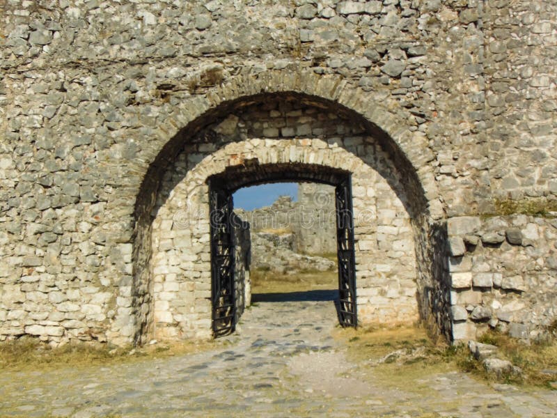 Ruins for Rozafa Castle, Albania. Stock Image Image of sight, cobble