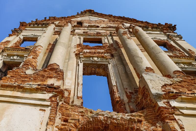 The ruins of Ruzhany Palace, which was destroyed during the Great Patriotic war. August 2019, Belarus stock image The ruins of Ruzhany Palace, which was destroyed during the Great Patriotic war. August 2019, Belarus stock image