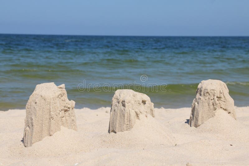 The Ruins Of A Sand Castle Destroyed By Wind Stock Photo Image of