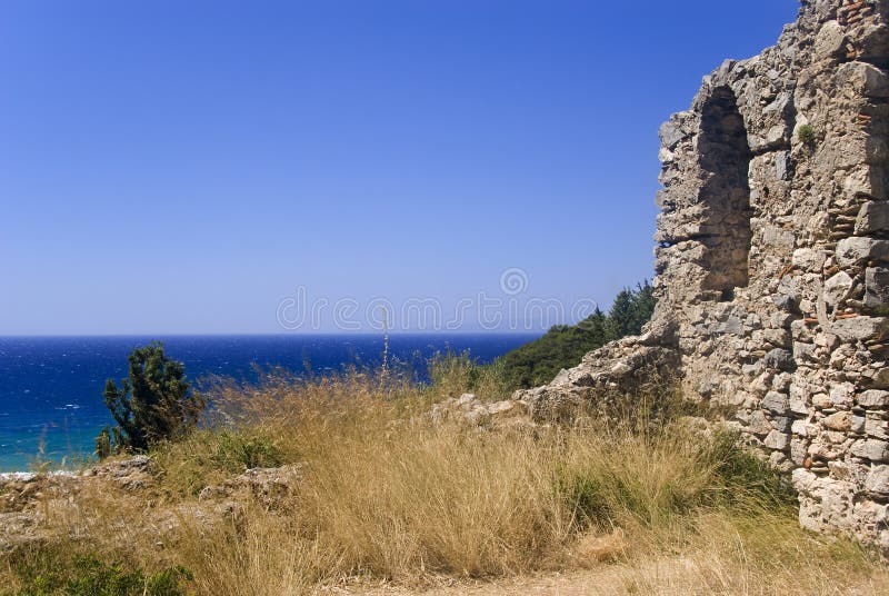 Ruins at seaside stock image