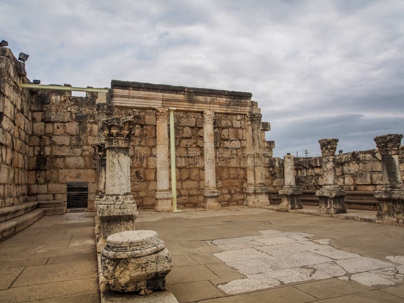 Ruins of synagogue in Capernaum, Israel stock image Ruins of synagogue in Capernaum, Israel stock image