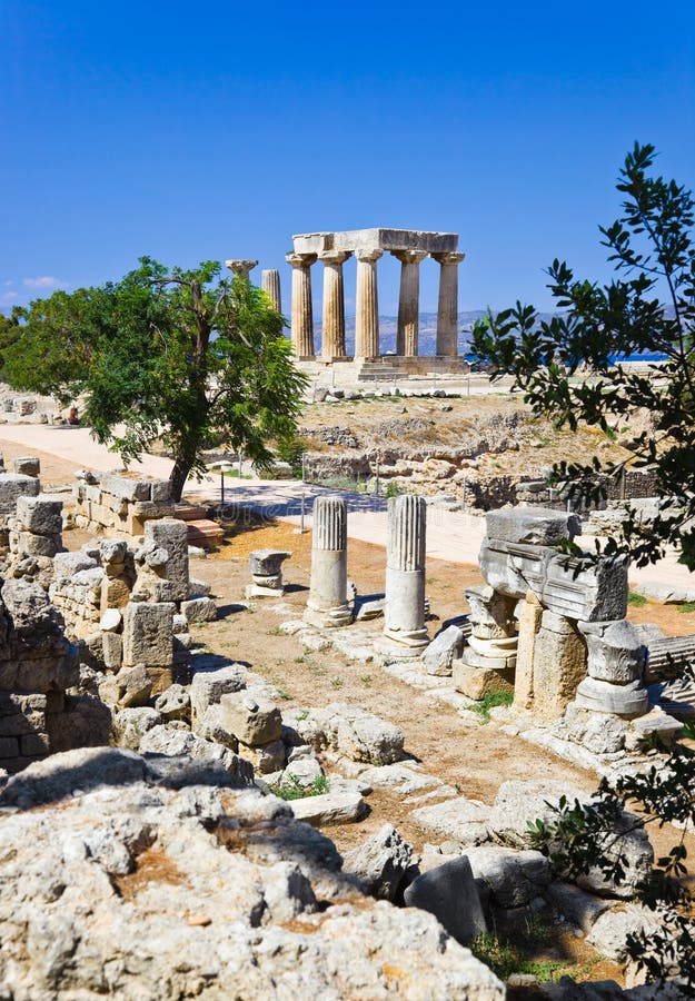 Ruins of temple in Corinth, Greece