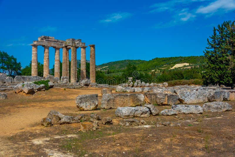 Ruins of Temple of Zeus at Ancient Nemea Complex in Greece Stock Photo Image of greek, greece