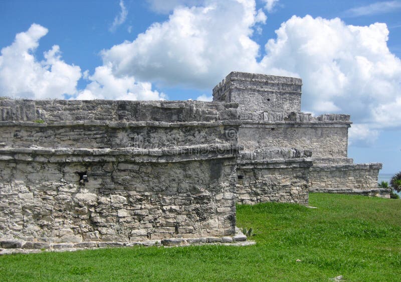 Ruins at Tulum Archaeological Site on Mexico`s Caribbean Coast royalty free stock photography Ruins at Tulum Archaeological Site on Mexico`s Caribbean Coast royalty free stock photography