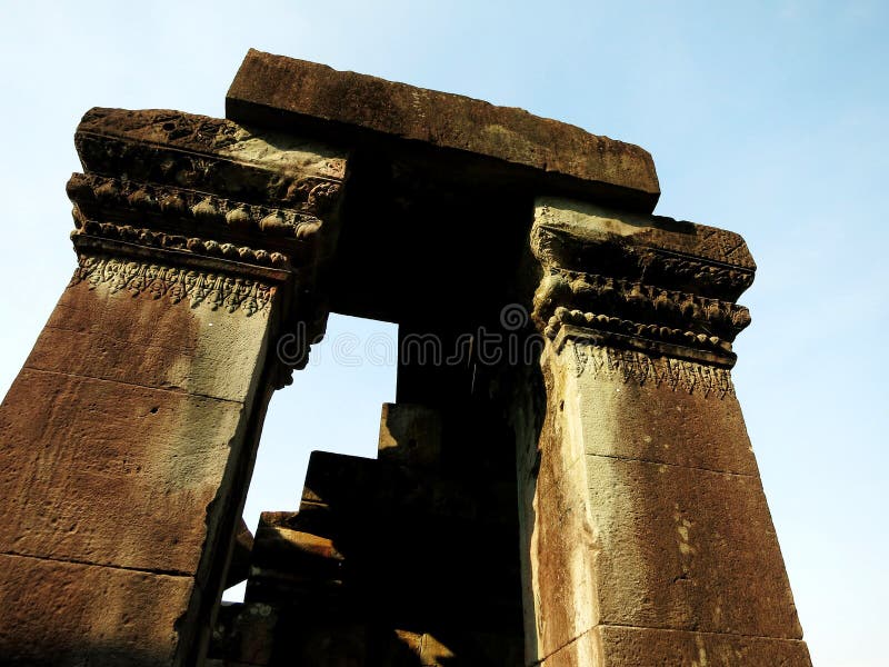 Ruiny nang sida temple in champasak laos, które są częścią kompleksu wat phu vat phou temple fotografia stock