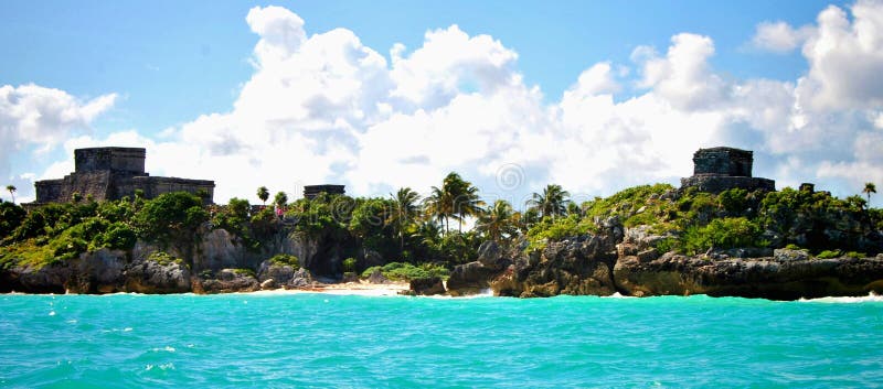 A panoramic of the Tulum ruins in Mexico. Mayan Riviera. A panoramic of the Tulum ruins in Mexico. Mayan Riviera.