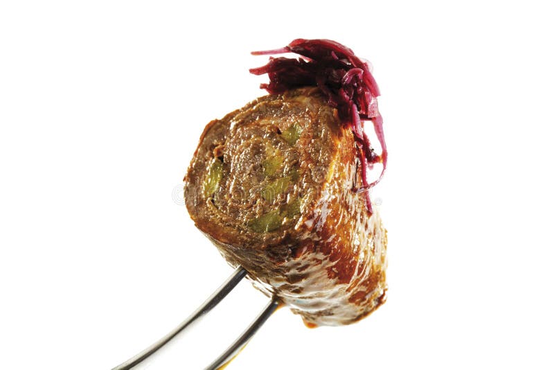 Ruladă de vită pe furculiță royalty free stock photos